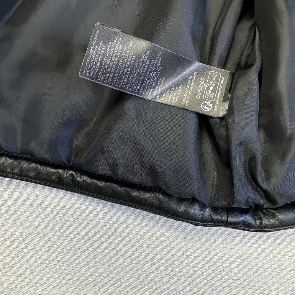 NWT Anthropologie Vest Black Faux Leather Quilted Puffer Full Zip Crop Women S - Picture 8 of 10